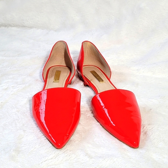 Louise et Cie bright red pointed toe slip on flat gold Size 5 Preowned Excellent - Picture 2 of 9